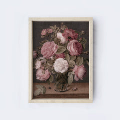 Vintage Print Framed | Floral Vase Painting A108