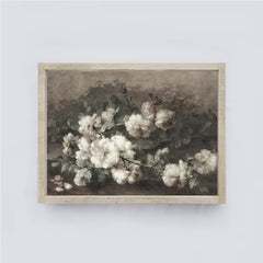 Vintage Print Framed | Dark Floral Painting A109