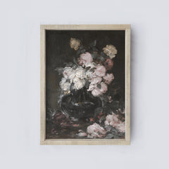 Vintage Wood Sign | Dark Florals Painting A132