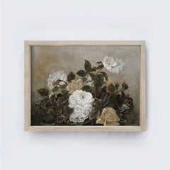 Vintage Dark Floral Spray Painting A271