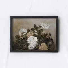 Vintage Dark Floral Spray Painting A271