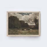 Vintage Pasture And Cows Landscape Painting A290