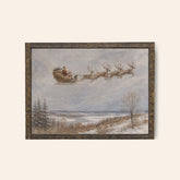 Santa And Reindeer Framed Christmas Sign | A378