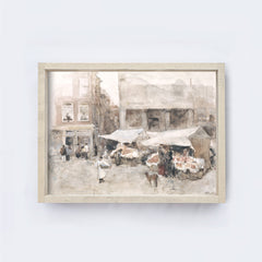 Vintage Print Framed | Flower Market In Holland A91