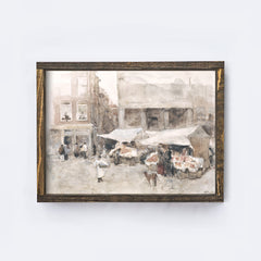 Vintage Print Framed | Flower Market In Holland A91