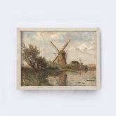 Vintage Print Framed | Dutch Windmill Landscape A95