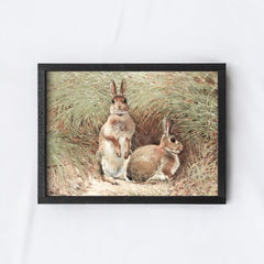 Vintage Print Framed | Spring Bunnies Painting A97