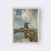 Nederlands Windmill Landscape Painting A70