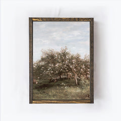 Vintage Apple Blossom Countryside Painting A29