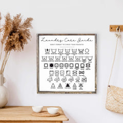 Laundry Care Symbols Guide Wood Sign