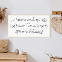 a house is made of walls and beams a home is made of love and dreams wood  sign. Hoekstra Decor. Wholesale wood signs