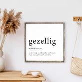 gezellig wood sign