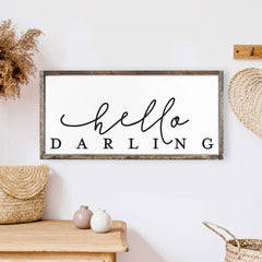 Hello Darling Wood Sign