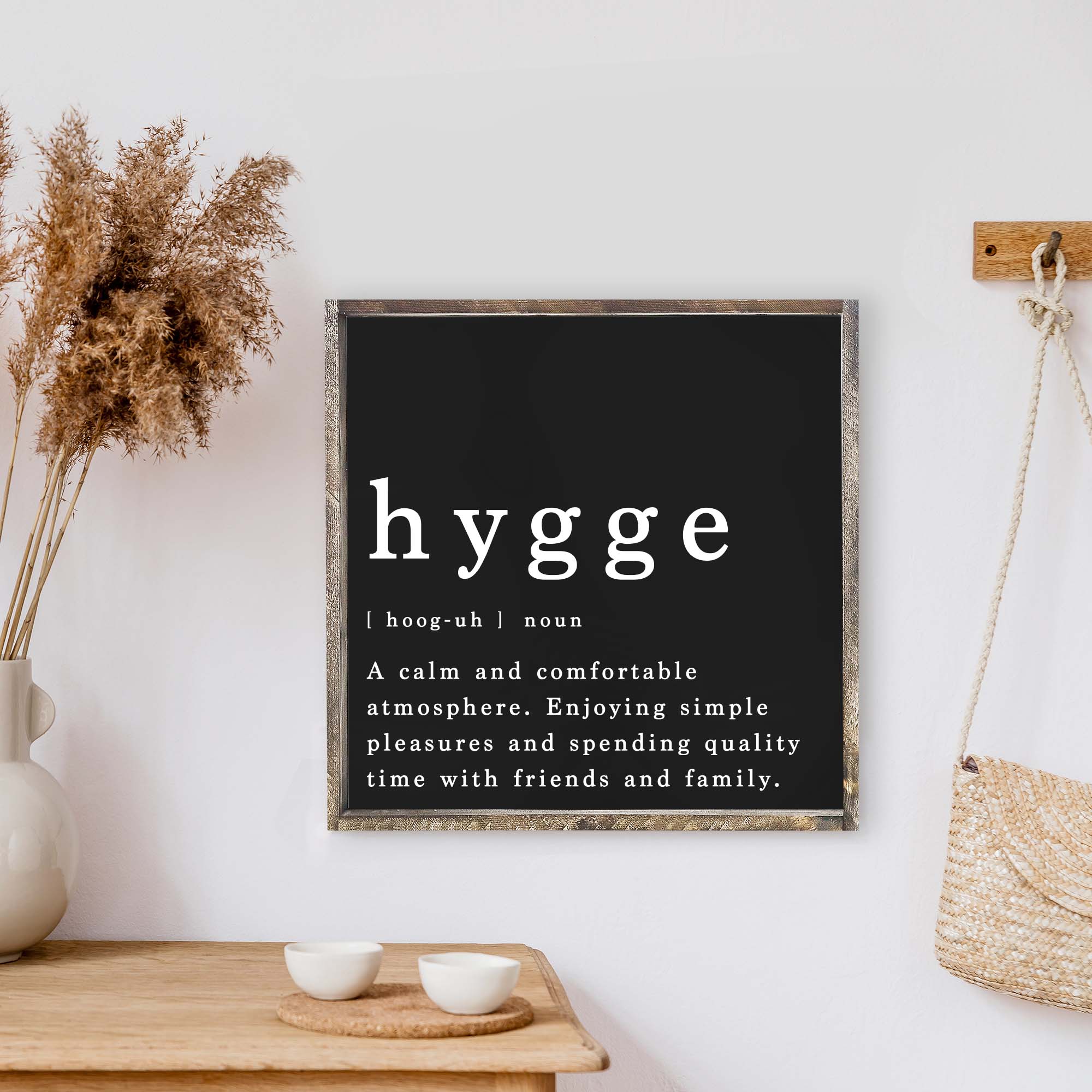 hygge definition wood sign