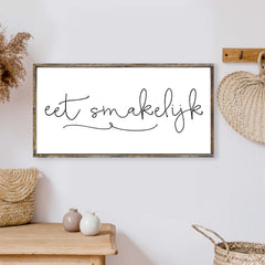 Large Dutch Eet Smakelijk Wood Sign