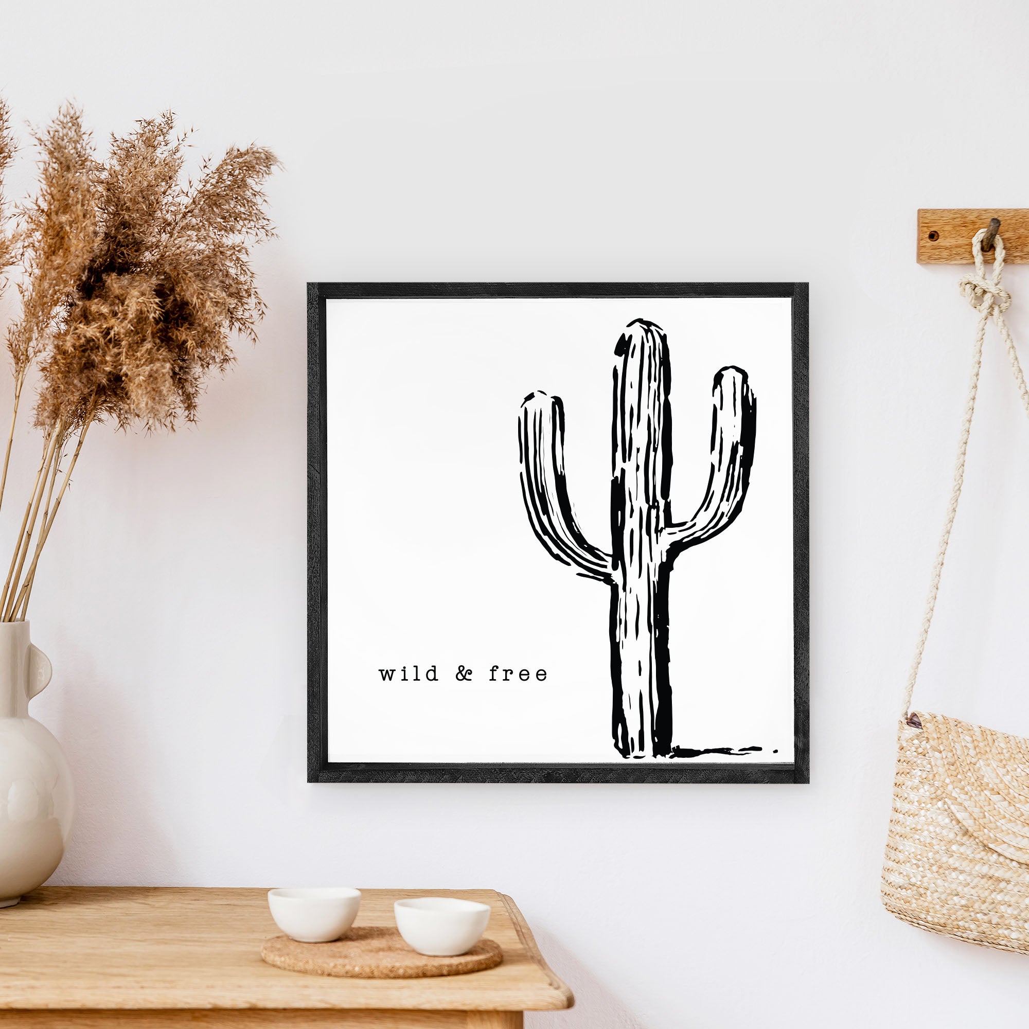 Cactus Wild & Free Wood Sign