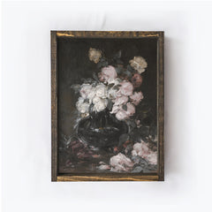 Vintage Wood Sign | Dark Florals Painting A132