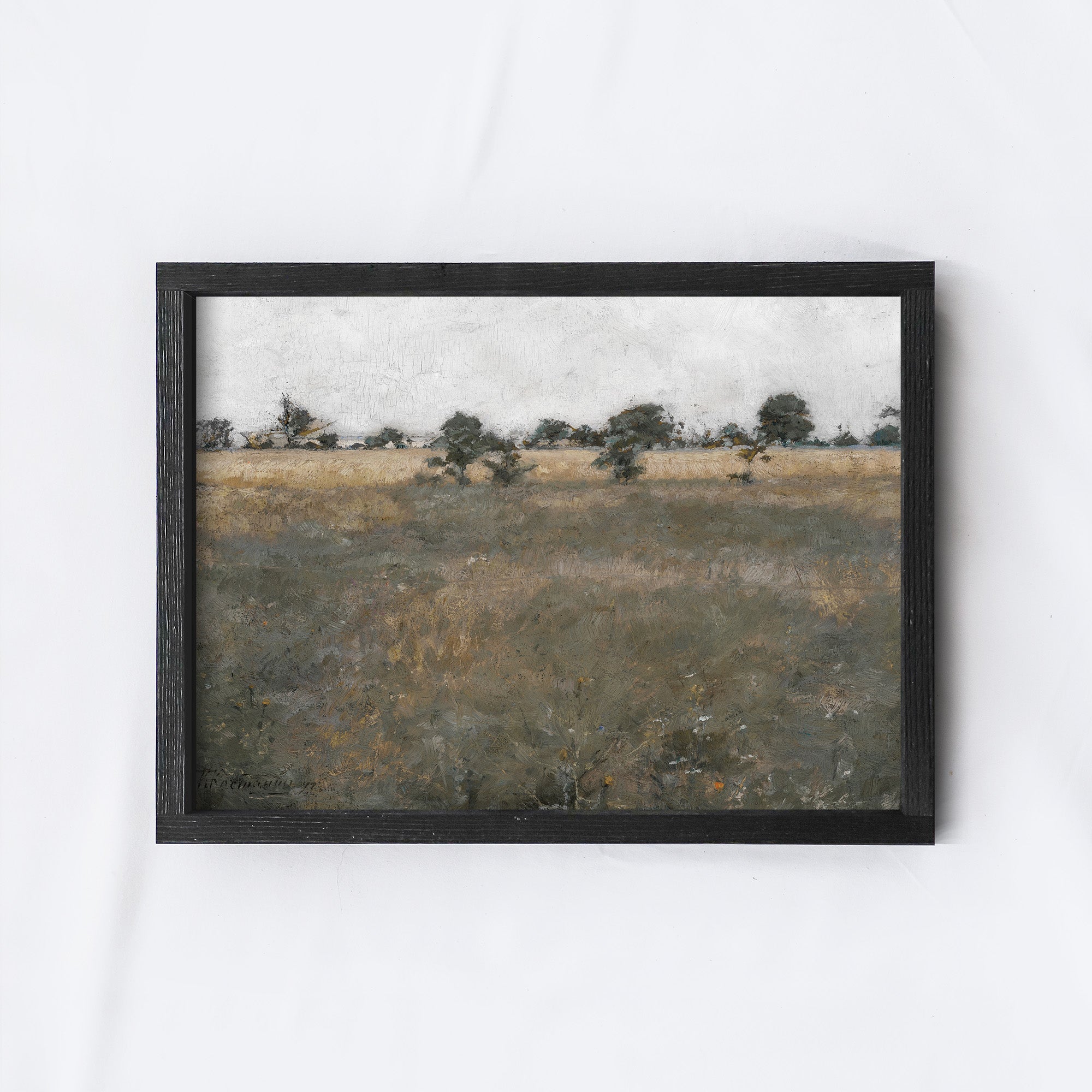 Vintage Print Framed | Landscape Meadow Print A151