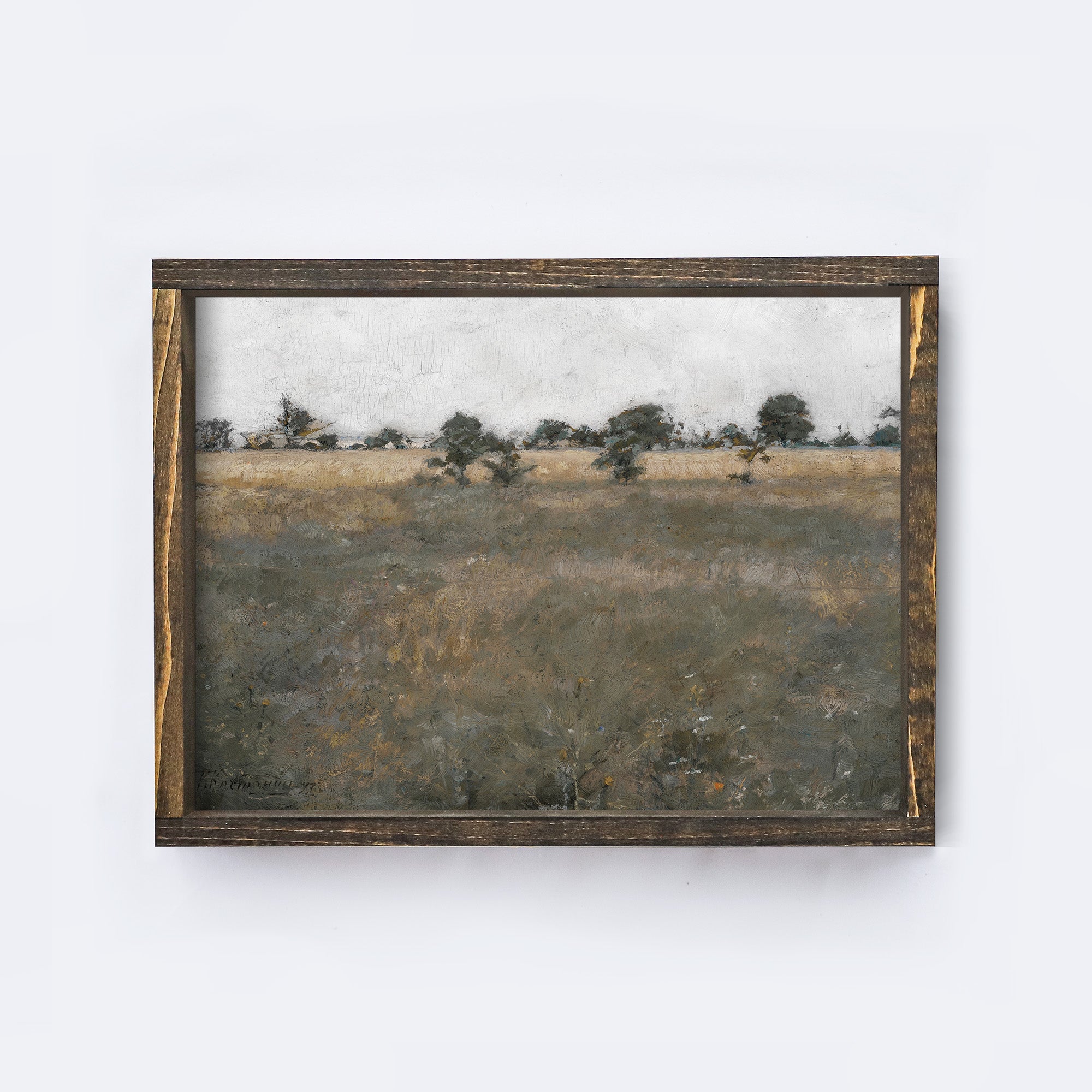 Vintage Print Framed | Landscape Meadow Print A151