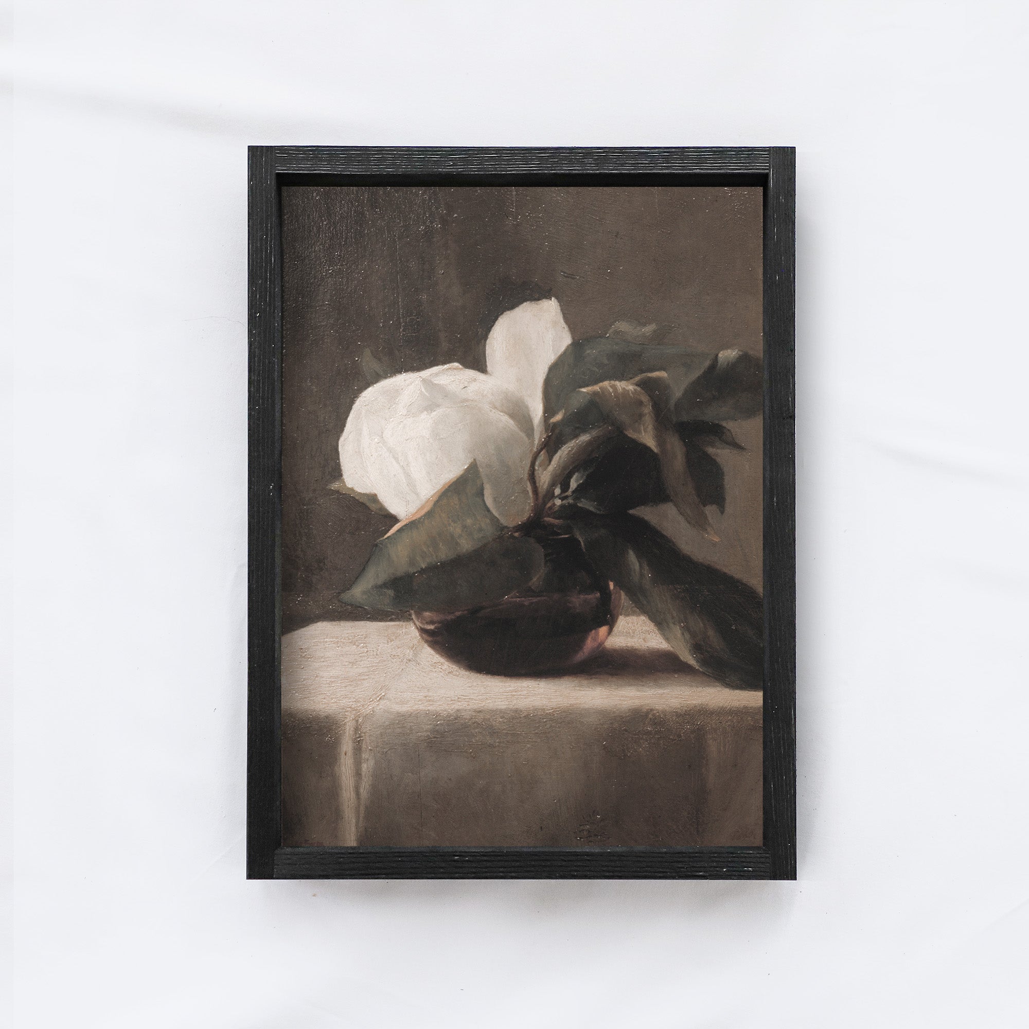 Magnolia Painting Framed | Vintage Flower Wall Art A161