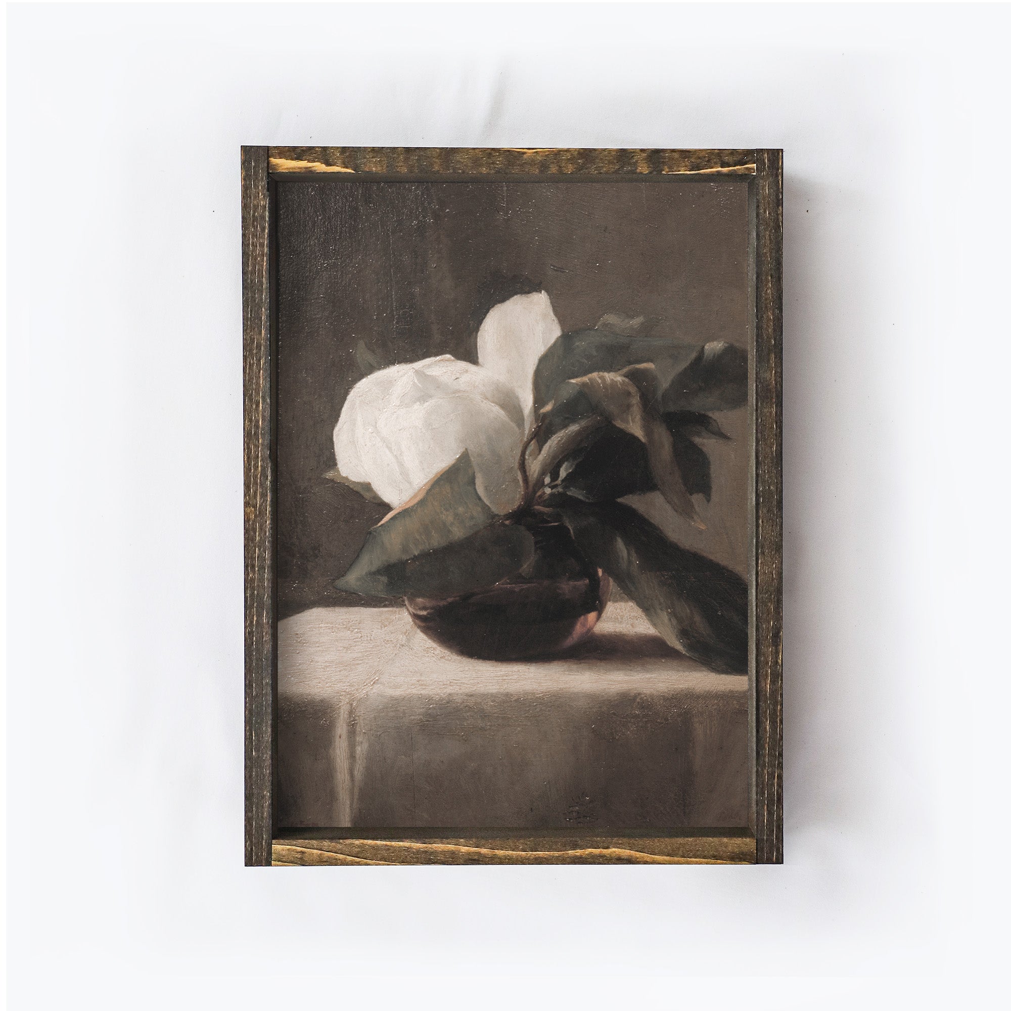 Magnolia Painting Framed | Vintage Flower Wall Art A161