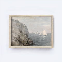 Vintage Sailboat Wall Art | Coastal Seascape Painting A162