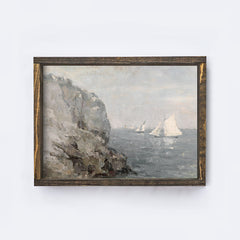 Vintage Sailboat Wall Art | Coastal Seascape Painting A162