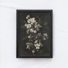 Dark Floral Wall Art Framed | Vintage Flower Print A207