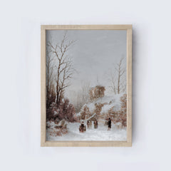 Vintage Landscape Painting Framed | Christmas Village A211