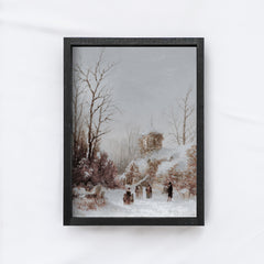 Vintage Landscape Painting Framed | Christmas Village A211