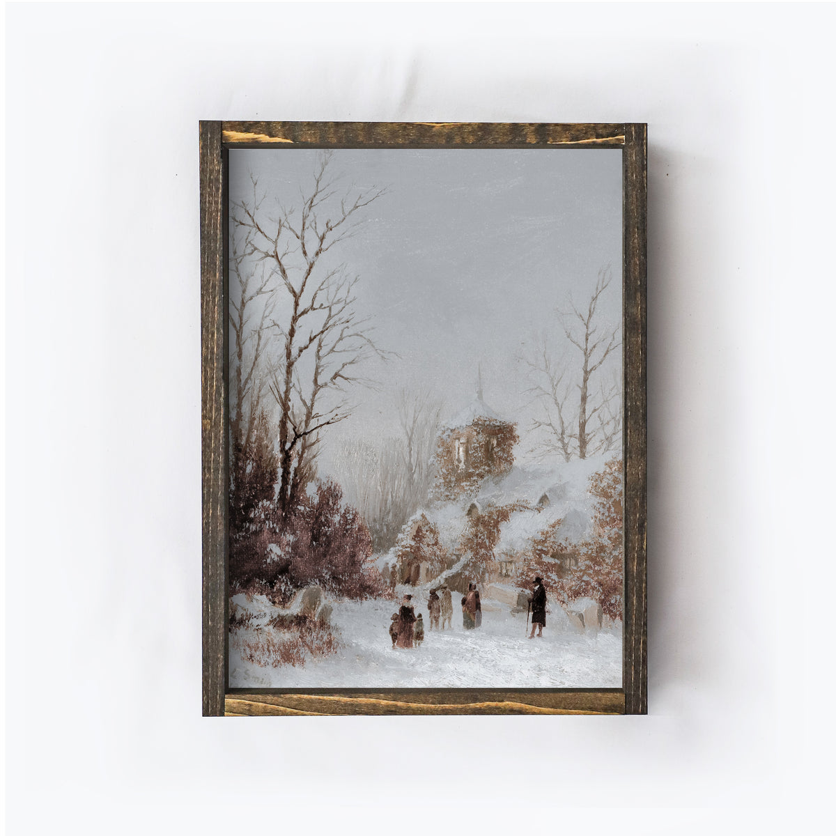 Vintage Landscape Painting Framed | Christmas Village A211