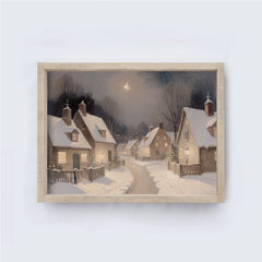 Vintage Landscape Painting Framed | Christmas Village A225