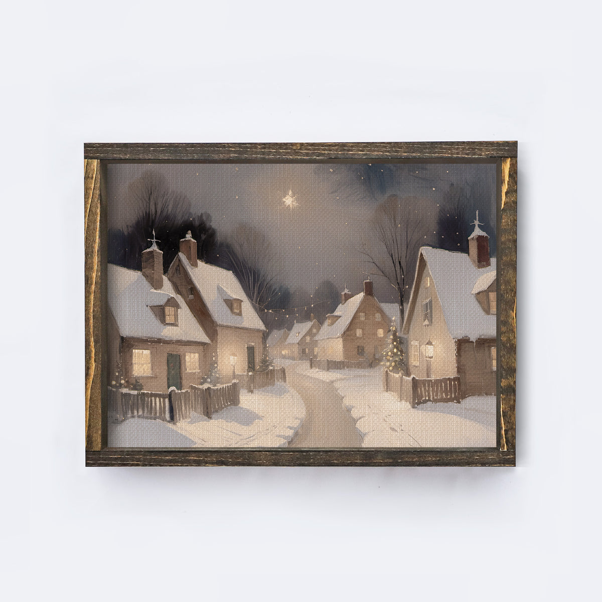 Vintage Landscape Painting Framed | Christmas Village A225