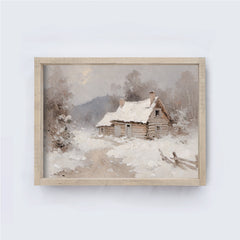 Vintage Winter Cottage Painting A234