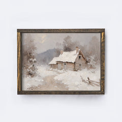 Vintage Winter Cottage Painting A234