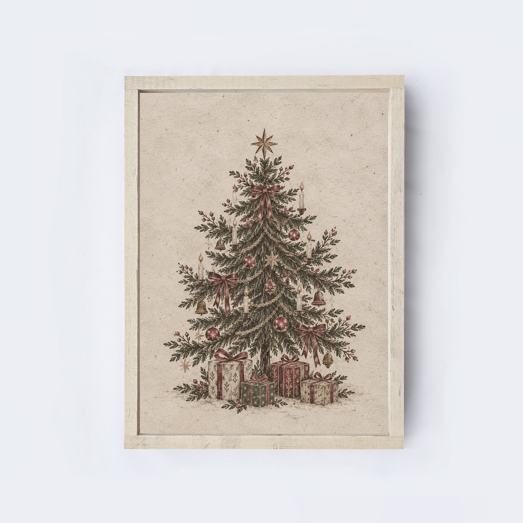 Vintage Christmas Tree Framed Wall Art | A411