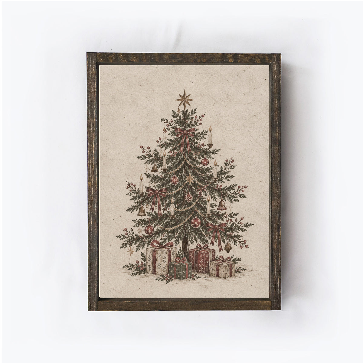 Vintage Christmas Tree Framed Wall Art | A411