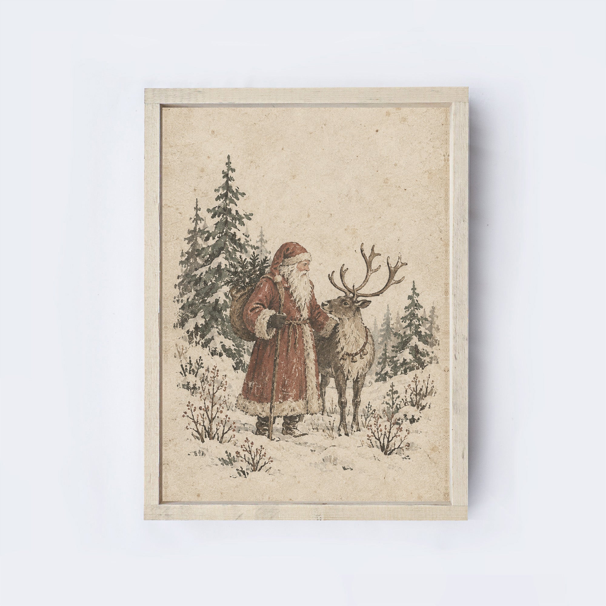 Santa And Reindeer Wall Art | A412