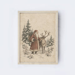 Santa And Reindeer Wall Art | A412