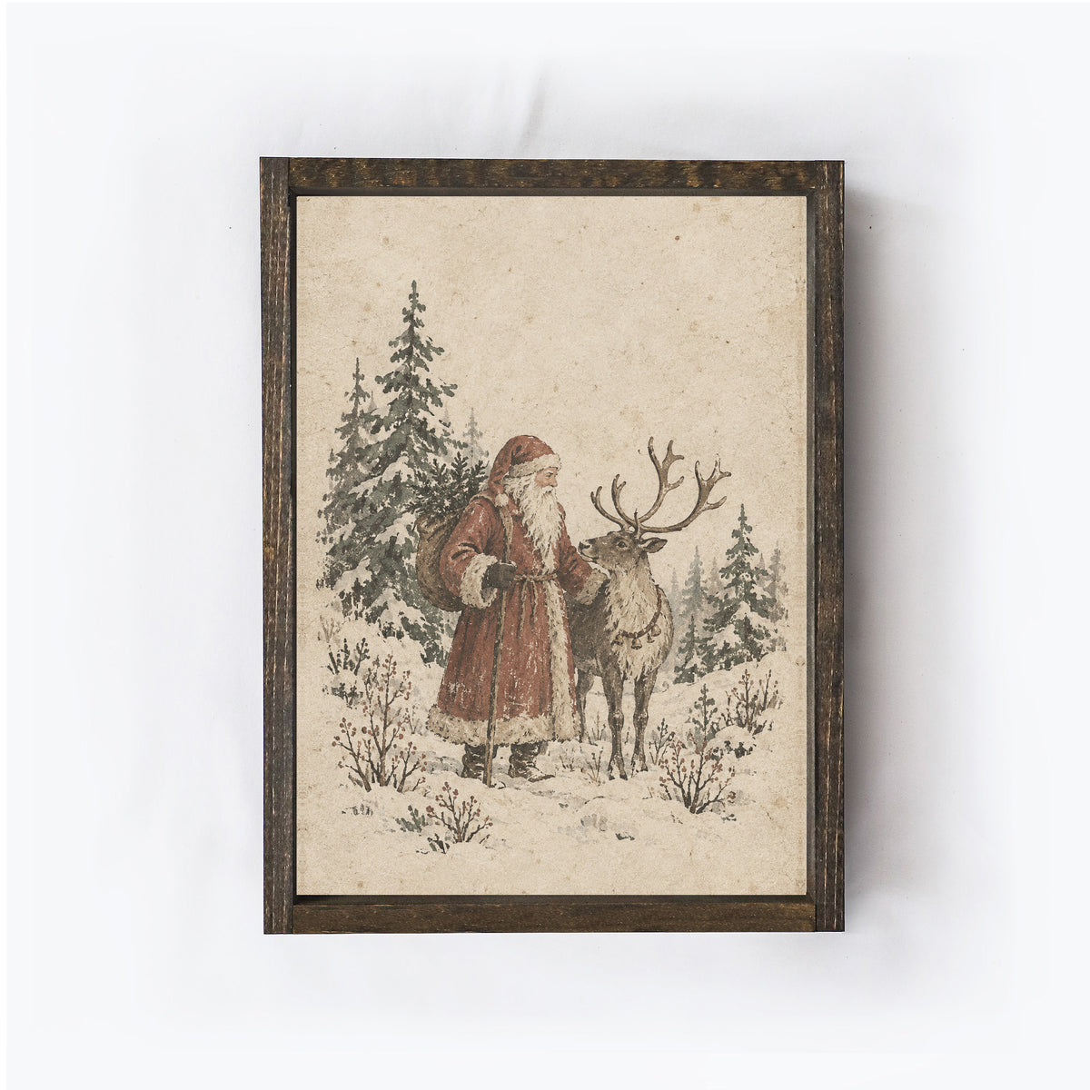 Santa And Reindeer Wall Art | A412