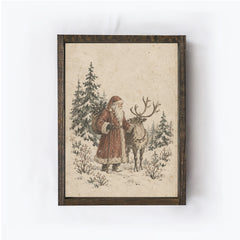 Santa And Reindeer Wall Art | A412