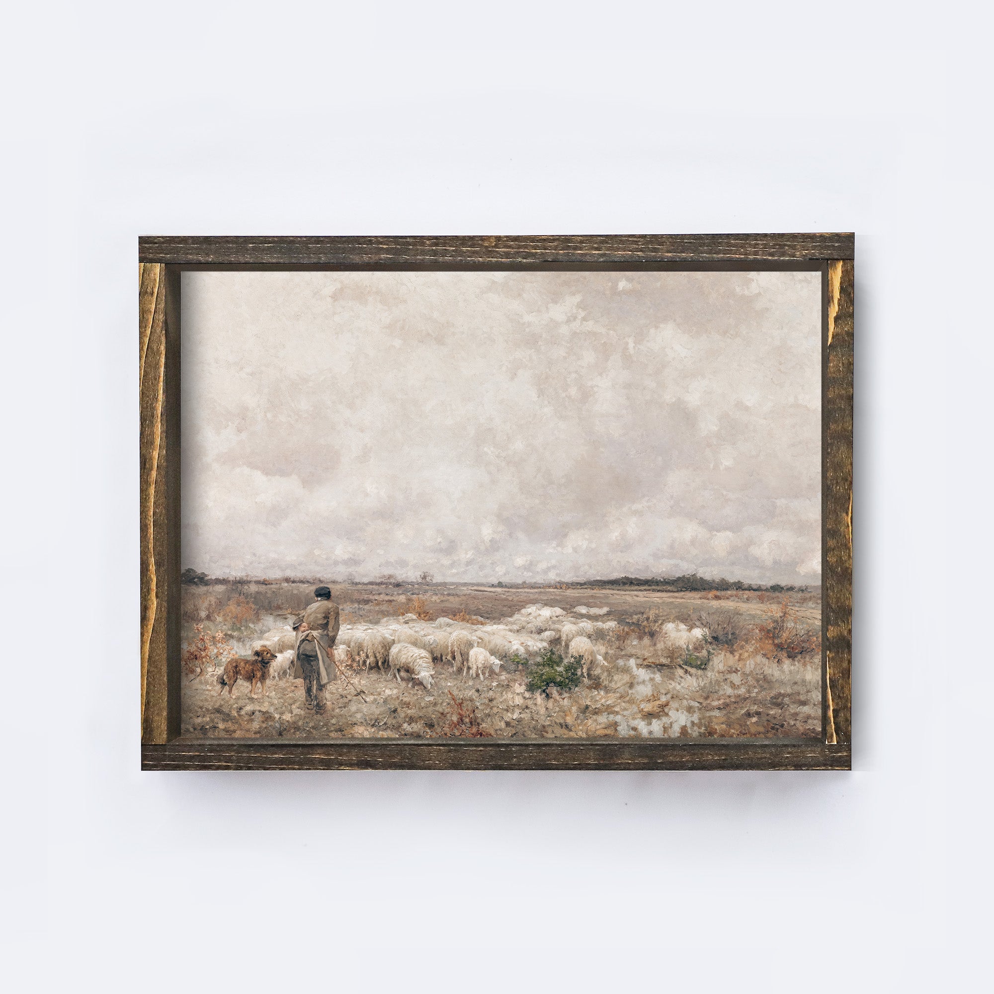 Vintage Print Framed | Landscape Sheep A83