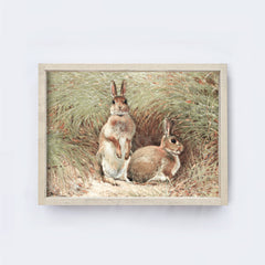 Vintage Print Framed | Spring Bunnies Painting A97