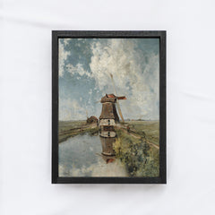 Nederlands Windmill Landscape Painting A70