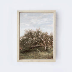 Vintage Apple Blossom Countryside Painting A29