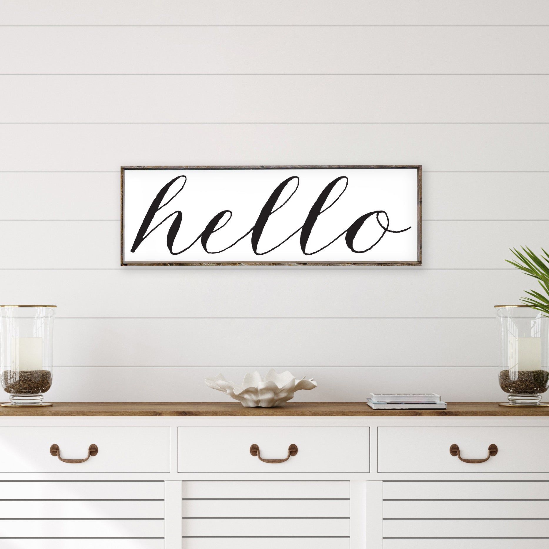 Hello Large Wood Sign
