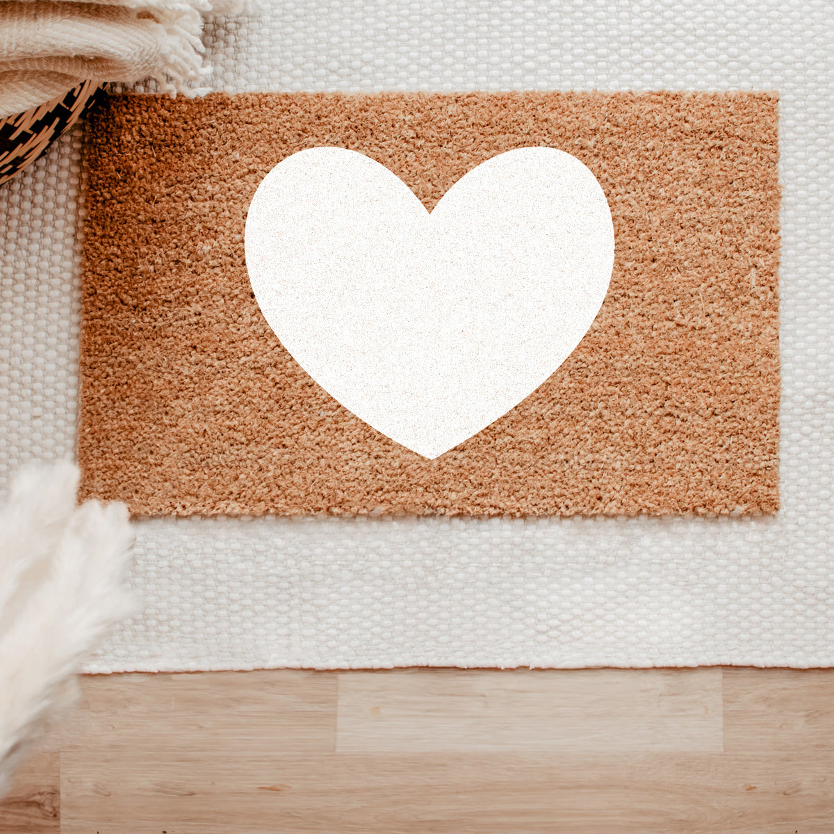 Coir Doormat- White Heart