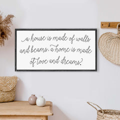 a house is made of walls and beams a home is made of love and dreams wood  sign. Hoekstra Decor. Wholesale wood signs