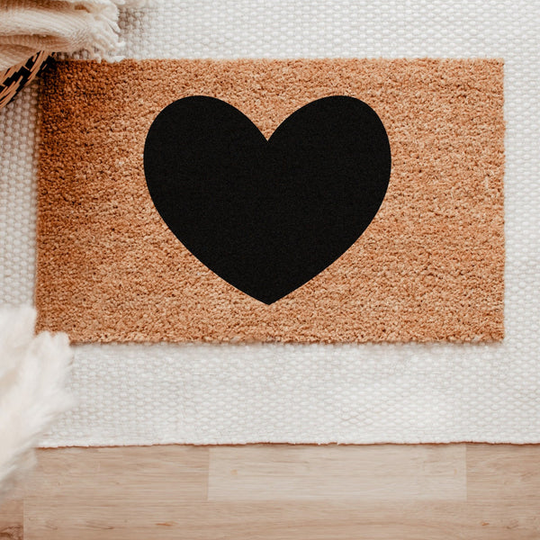 Coir Doormat- Black Heart