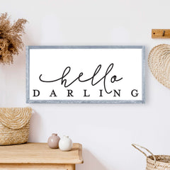Hello Darling Wood Sign